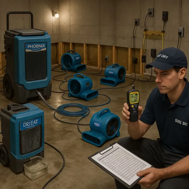 Structural Drying and Dehumidification process in Challenge-Brownsville, CA